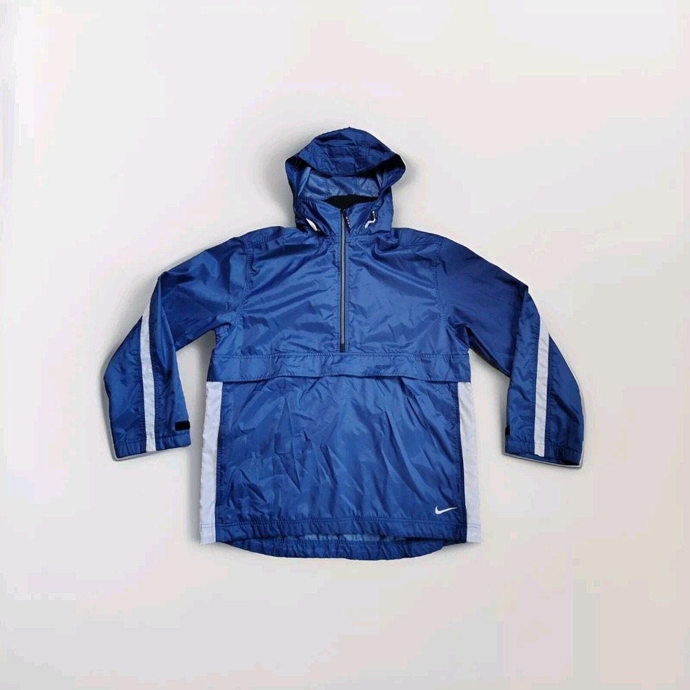 Vintage Nike Mens M Blue 1/2 Zip Anorak Windbreaker Rain Jacket Vented